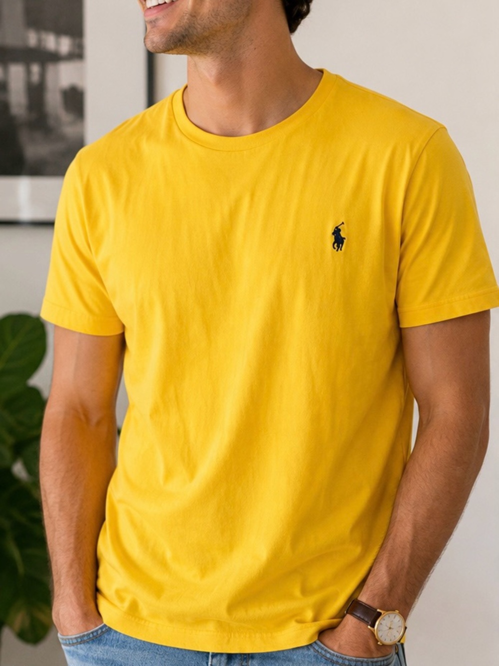 Polo Ralph Lauren Yellow Classic Pony Cotton T-Shirt Men’s Large